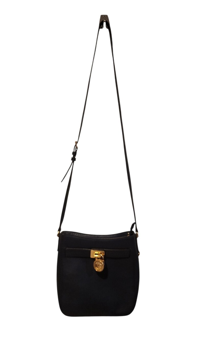 Michael Kors Leather Hamilton Traveler Crossbody Navy Blue Bag